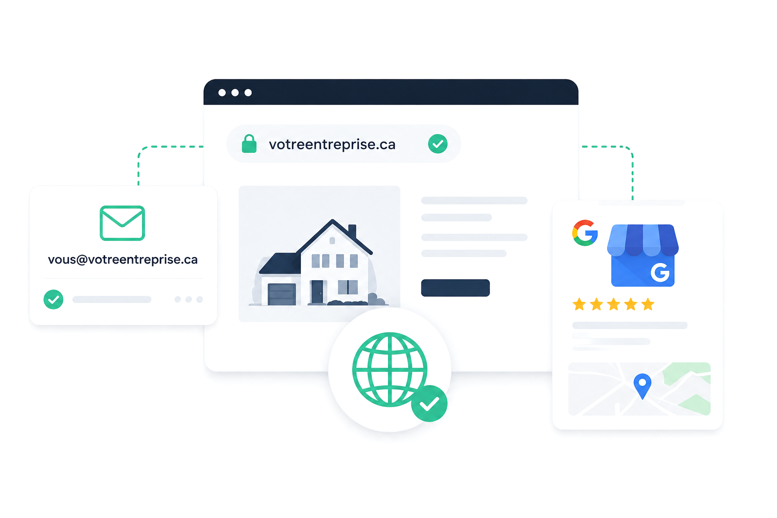 Building inspector online presence: domain name, professional email and Google Business Profile with 5-star reviews